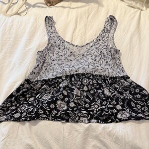 Floral Black and White Women's Top